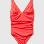 Benetton nuovo costume con drappeggio colore corallo