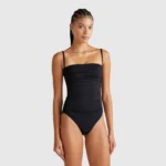 Costume intero nero con drappeggio Benetton 2025