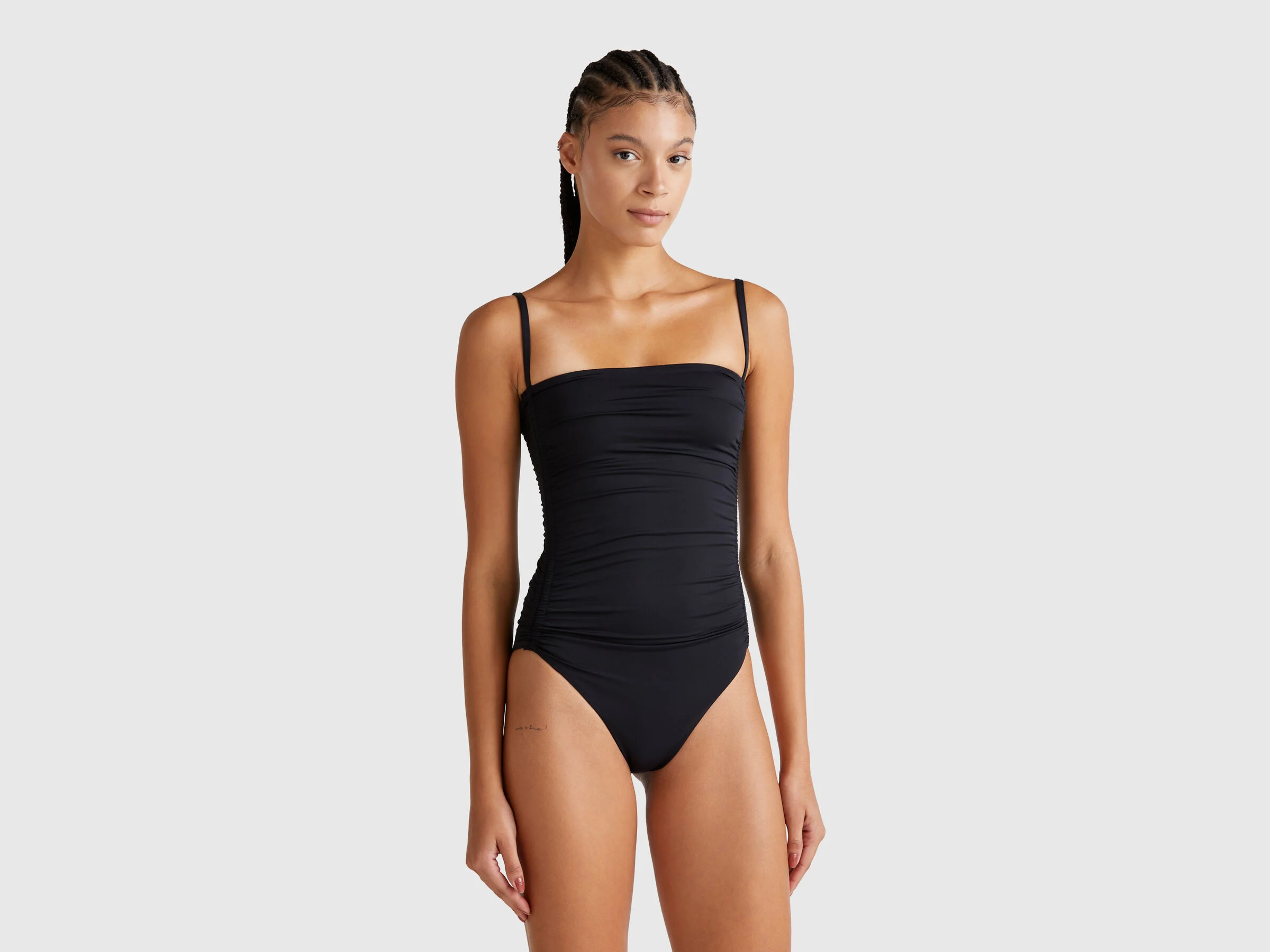 Costume intero nero con drappeggio Benetton 2025