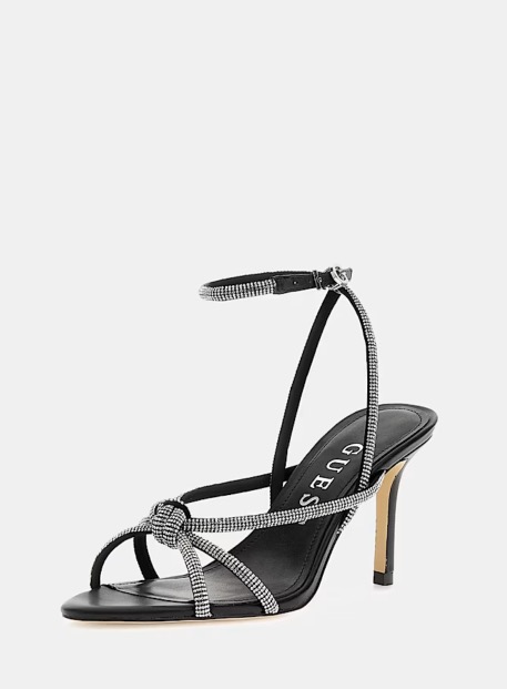 Sandali in pelle nera con strass GUESS Sandali in pelle nera con strass GUESS