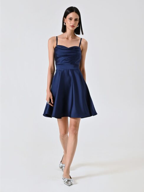 Abito blu navy da cerimonia in raso Rinascimento Abito blu navy da cerimonia in raso Rinascimento