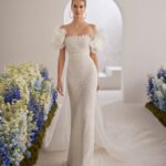 Abito da sposa retato con perline Rosa Clarà 2026