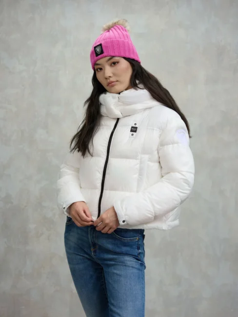 Piumino corto bianco ottico