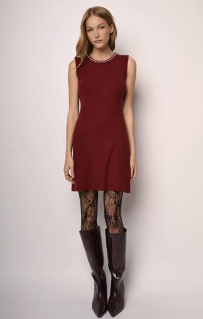 Abito rosso con collo gioeillo Nuna Lie