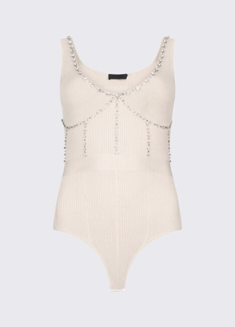 Body in maglia con ricami gioiello