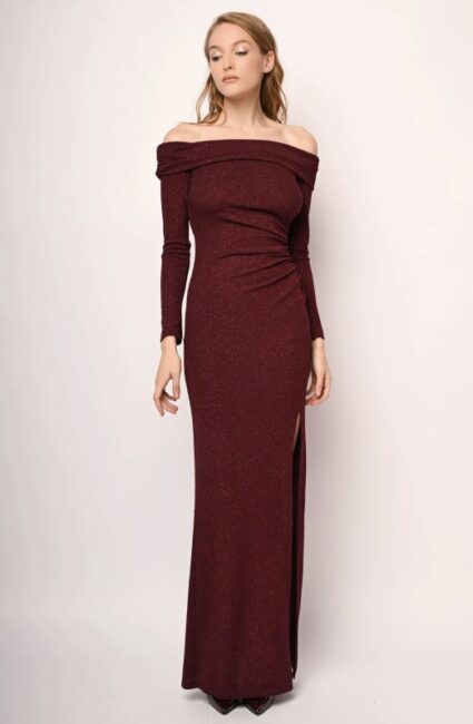 Vestito lungo in jersey lurex per Natale e Capodanno