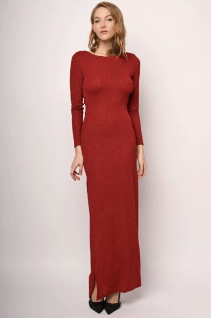 Vestito lungo rosso con schiena scoperta