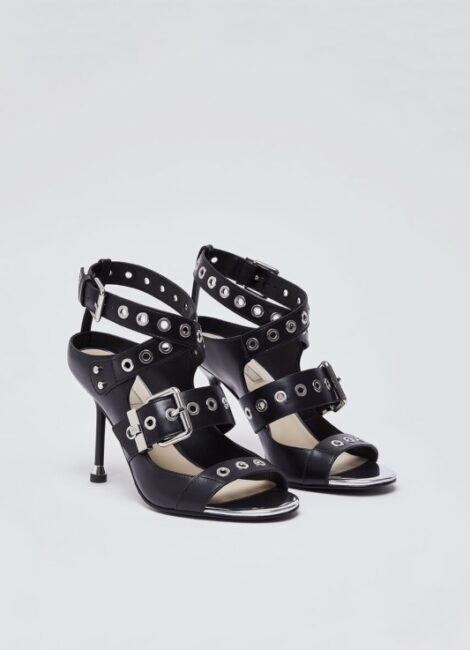 Liu Jo sandali con tacco alto in vera pelle nera