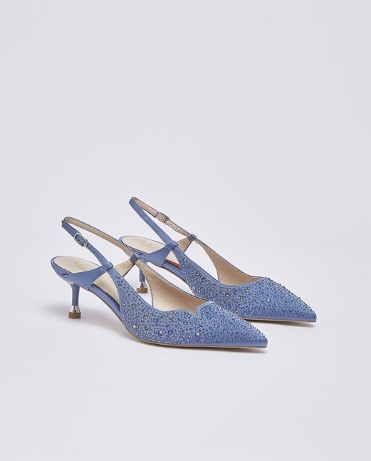 Liu Jo sandali in raso azzurro con strass