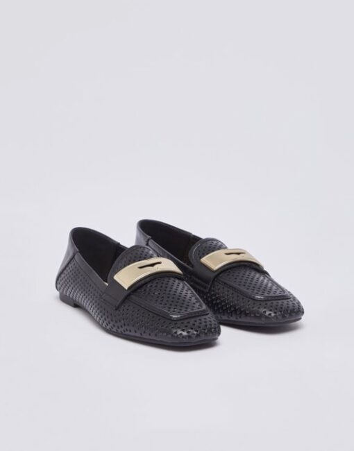 MOrbidi mocassini in pelle nera traforata LIU JO primavera estate 2026