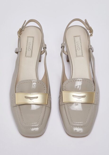 Mocassini slingback in vernice beige LIU JO