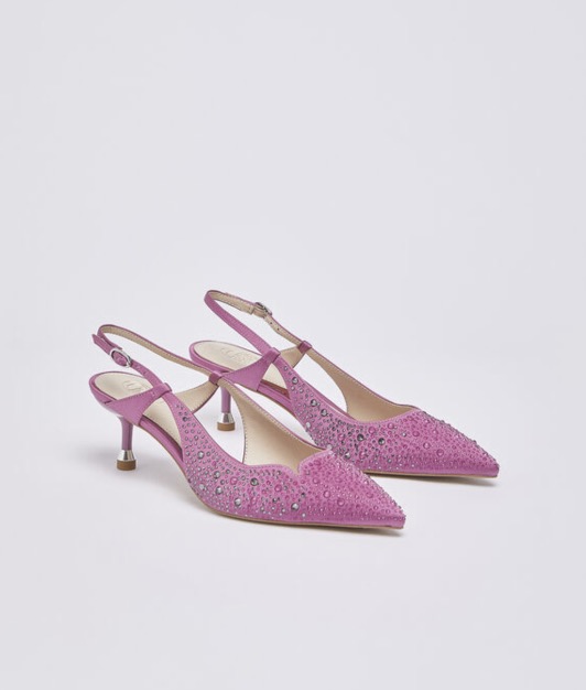 Sandali slingback in raso con strass Liu Jo