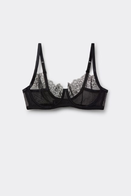 Reggiseno con ferretto in tulle nero traasparente