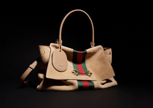 Borsa GUCCI in camoscio marrone color sabbia