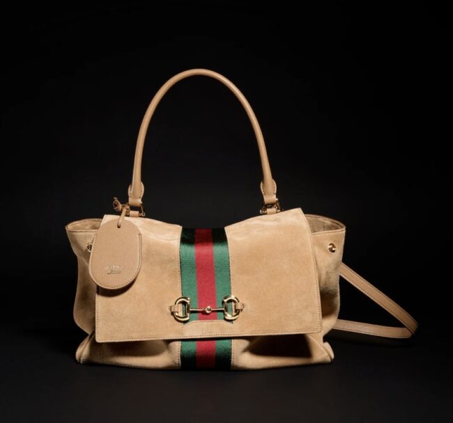 GUCCI Borsa Paparazzo in camoscio colore sabbia