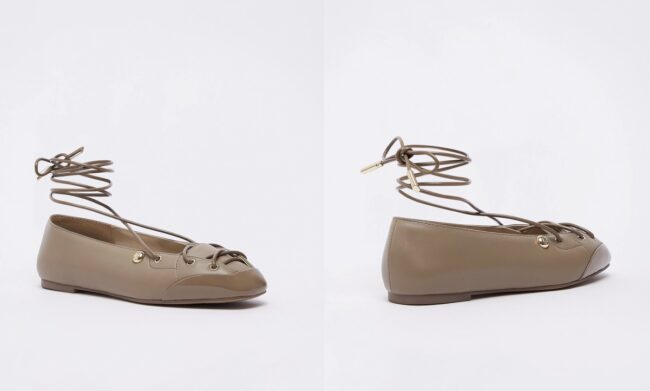 Novità scarpe ballerine Lace up color talpa Novità scarpe ballerine Lace up color talpa