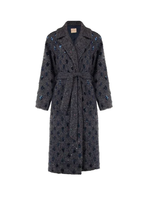 Cappotto a vestaglia blu navy Cappotto a vestaglia blu navy