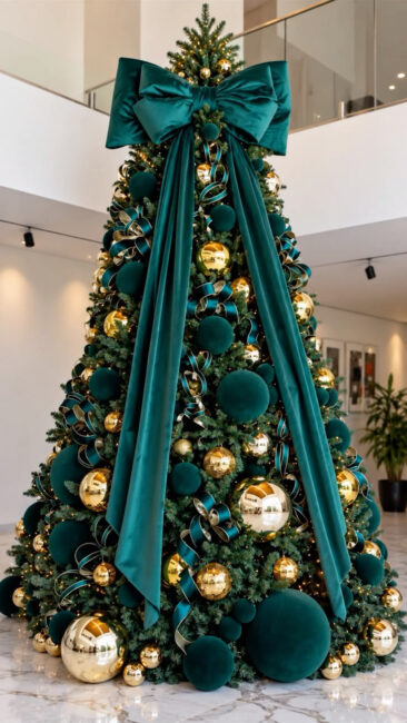 Albero di Natale nei toni del verde e oro Albero di Natale nei toni del verde e oro