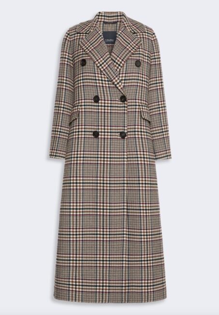 Cappotto doppiopetto S Max Mara fantasia a quadri Cappotto doppiopetto S Max Mara fantasia a quadri