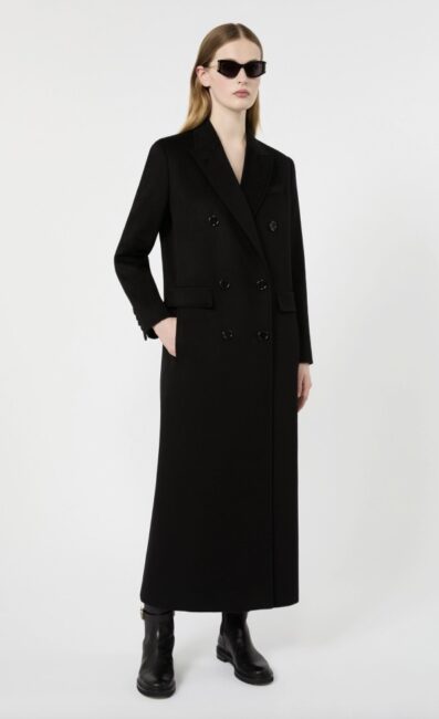 Cappotto lungo doppiopetto in lana nera STUDIO Cappotto lungo doppiopetto in lana nera STUDIO